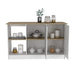 Juniper Kitchen Island, Four Open Shelves, Two Cabinets -Light Oak / White Default -DTYStore
