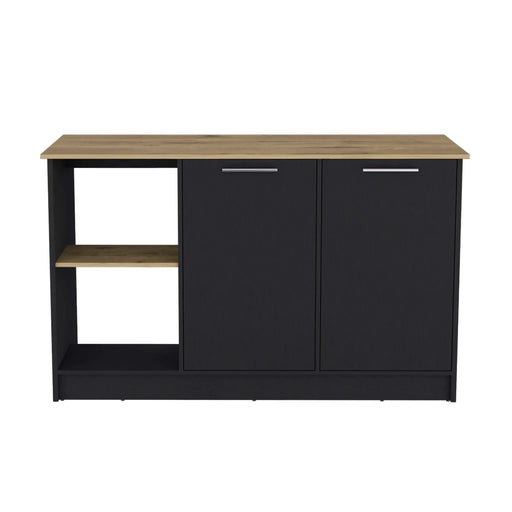 Juniper Kitchen Island with Large Top Surface, Double Door Cabinet, and Open Shelves Default -DTYStore