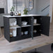Juniper Kitchen Island with Large Top Surface, Double Door Cabinet, and Open Shelves Black / Ibiza Marble Default -DTYStore