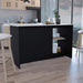 Juniper Kitchen Island with Large Top Surface, Double Door Cabinet, and Open Shelves Black / Ibiza Marble Default -DTYStore