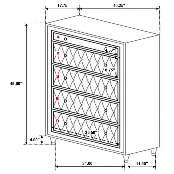 Justine Ivory and Camel 5-piece Upholstered Bedroom Set Default -DTYStore