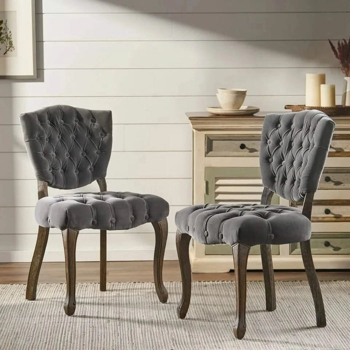 KD TUFTED CHAIR (WTHR)( SET OF 2 ) Default -DTYStore