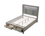 KENZO Modern Style Full 4PC Storage Bedroom Set Made with Wood, LED Headboard, Bluetooth Speakers & USB Ports - Grey - DTY Store