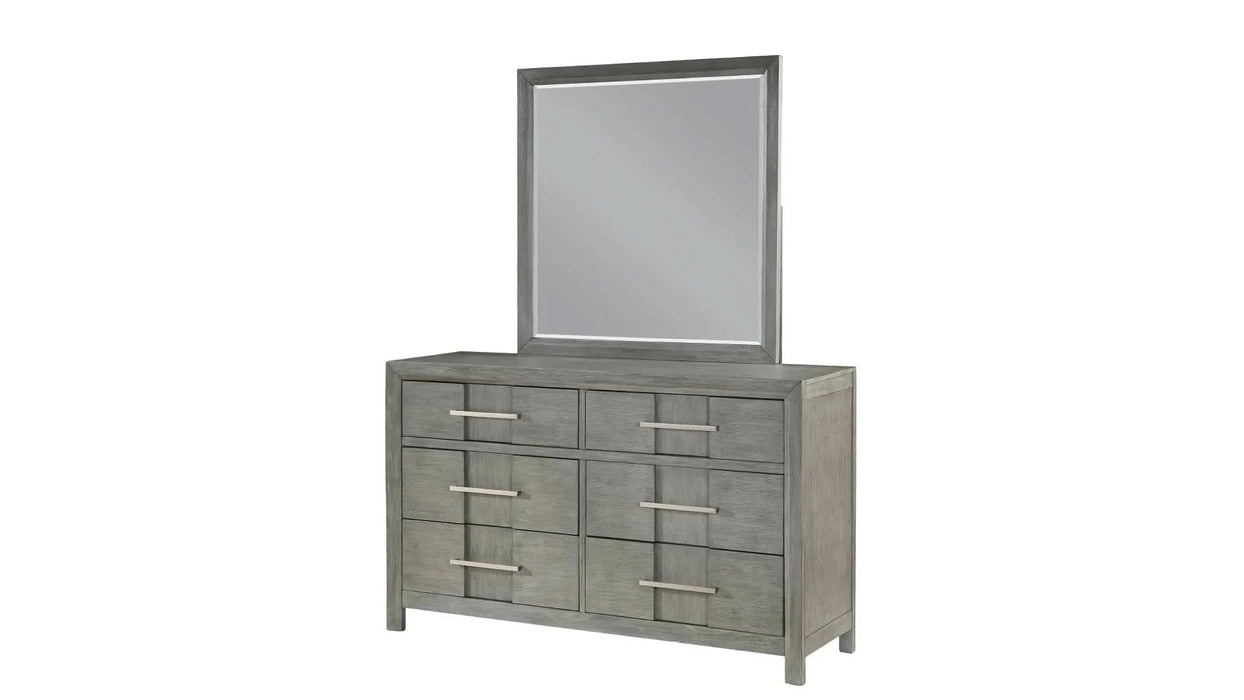 KENZO Modern Style Full 4PC Storage Bedroom Set Made with Wood, LED Headboard, Bluetooth Speakers & USB Ports - Grey- DTY Store