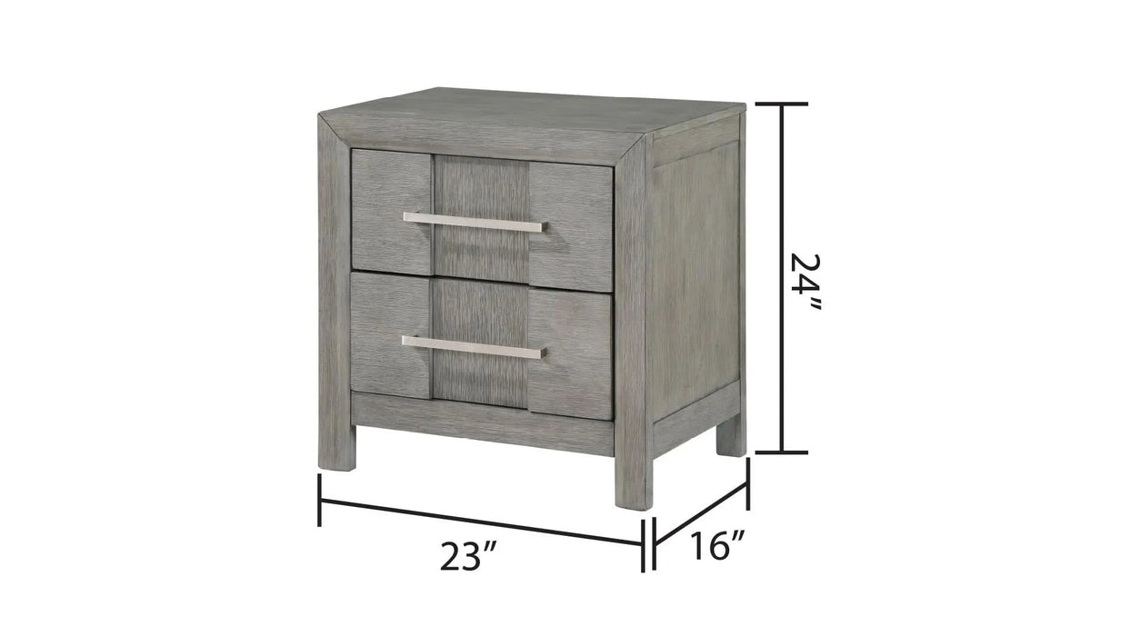 KENZO Modern Style Full 4PC Storage Bedroom Set Made with Wood, LED Headboard, Bluetooth Speakers & USB Ports - Grey- DTY Store