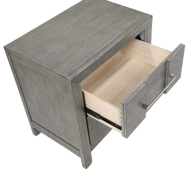 KENZO Modern Style Full 4PC Storage Bedroom Set Made with Wood, LED Headboard, Bluetooth Speakers & USB Ports - Grey - DTY Store
