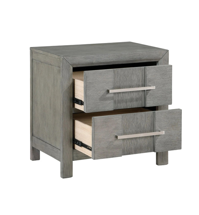 KENZO Modern Style Full 4PC Storage Bedroom Set Made with Wood, LED Headboard, Bluetooth Speakers & USB Ports - Grey - DTY Store