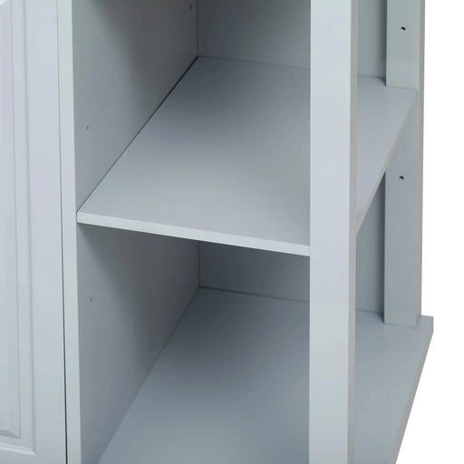 K&K 47 inch Kitchen Island with Extendable Dining Table, Rubber Wood Veneer Kitchen Table with Internal Storage Rack, Power Outlet, Kitchen island with Storage 2 Drawers 2 Cabinet,Grey Blue Default -DTYStore