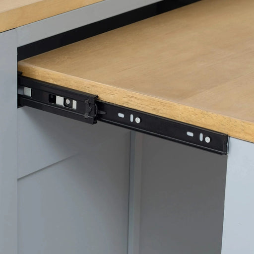 K&K 47 inch Kitchen Island with Extendable Dining Table, Rubber Wood Veneer Kitchen Table with Internal Storage Rack, Power Outlet, Kitchen island with Storage 2 Drawers 2 Cabinet,Grey Blue Default -DTYStore