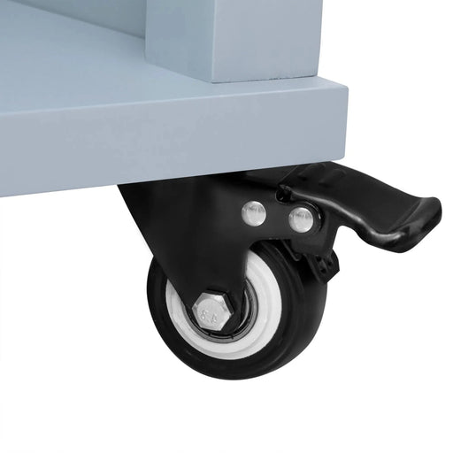 K&K 47 inch Kitchen Island with Extendable Dining Table, Rubber Wood Veneer Kitchen Table with Internal Storage Rack, Power Outlet, Kitchen island with Storage 2 Drawers 2 Cabinet,Grey Blue Default -DTYStore