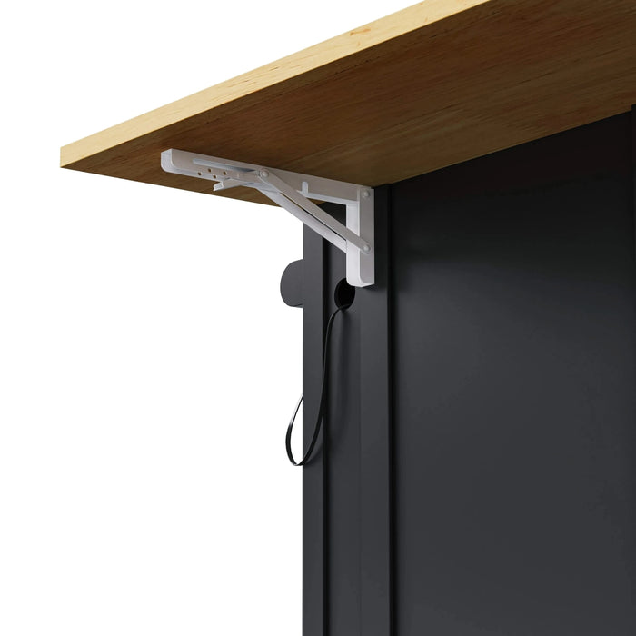 K&K 48 inch Large Kitchen Island with Drop Leaf,Power Outlet,Internal Storage Rack,Rolling Kitchen Storage Cart on 5 Wheels with 5 Open Side Racks,for Kitchen,Dining Room,Black(Not Include Stools) Default -DTYStore