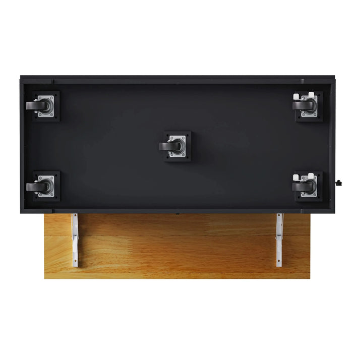 K&K 48 inch Large Kitchen Island with Drop Leaf,Power Outlet,Internal Storage Rack,Rolling Kitchen Storage Cart on 5 Wheels with 5 Open Side Racks,for Kitchen,Dining Room,Black(Not Include Stools) Default -DTYStore