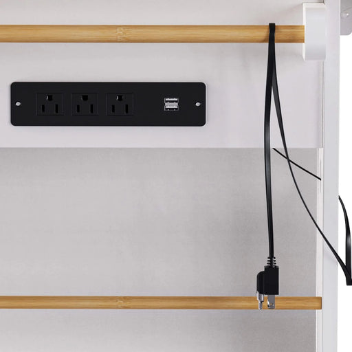 K&K 48inch Large Kitchen Island with 2 Bar Stools, Power Outlet, Door Internal Storage Rack, Kitchen Storage Cart on 5 Wheels with Drop Leaf, 5 Open Side Racks, 2 Drawers,for Kitchen,Dining Room,White Default -DTYStore