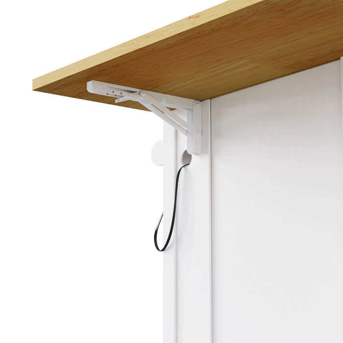 K&K 48inch Large Kitchen Island with 2 Bar Stools, Power Outlet, Door Internal Storage Rack, Kitchen Storage Cart on 5 Wheels with Drop Leaf, 5 Open Side Racks, 2 Drawers,for Kitchen,Dining Room,White Default -DTYStore