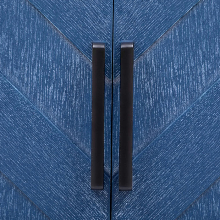 K&K 51.2'W 3D Wave Stripes Ash Veneer(Not Cheap Paper) Kitchen Island with Drop Leaf, Farmhouse Kitchen Island on Wheels with Internal Storage Rack, Rolling Kitchen Cart (Navy Blue) Default -DTYStore