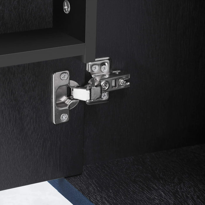 K&K 51.2'W 3D Wave Stripes Ash Veneer(Not Cheap Paper) Kitchen Island with Drop Leaf, Farmhouse Kitchen Island on Wheels with Internal Storage Rack, Rolling Kitchen Cart (Navy Blue) Default -DTYStore