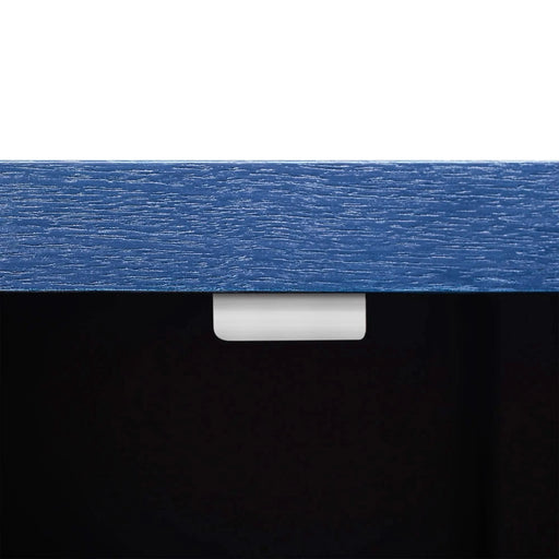 K&K 51.2'W 3D Wave Stripes Ash Veneer(Not Cheap Paper) Kitchen Island with Drop Leaf, Farmhouse Kitchen Island on Wheels with Internal Storage Rack, Rolling Kitchen Cart (Navy Blue) Default -DTYStore