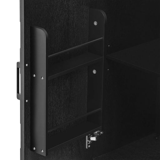 K&K 51.2'W 3D Wave Stripes Ash Veneer(Not Cheap Paper) Kitchen Island with Drop Leaf, Farmhouse Kitchen Island on Wheels with Internal Storage Rack, Rolling Kitchen Cart (Navy Blue) Default -DTYStore