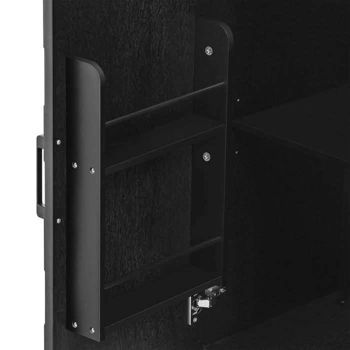 K&K 51.2'W 3D Wave Stripes Ash Veneer(Not Cheap Paper) Kitchen Island with Drop Leaf, Farmhouse Kitchen Island on Wheels with Internal Storage Rack, Rolling Kitchen Cart (Navy Blue) Default -DTYStore