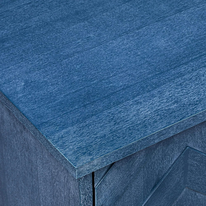 K&K 51.2'W 3D Wave Stripes Ash Veneer(Not Cheap Paper) Kitchen Island with Drop Leaf, Farmhouse Kitchen Island on Wheels with Internal Storage Rack, Rolling Kitchen Cart (Navy Blue) Default -DTYStore