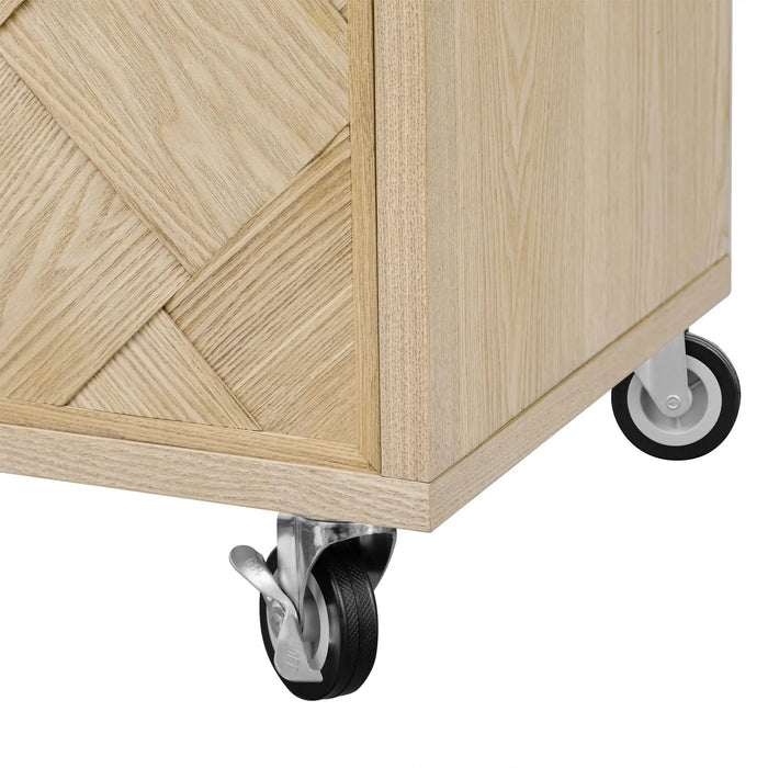 K&K 51.2'W Ash Veneer (Not Cheap Paper) Solid Wood Handwoven Kitchen Island with Drop Leaf, Coastal Kitchen Island on Wheels with Internal Storage Rack, Rolling Kitchen Cart, Nature Wood Default -DTYStore