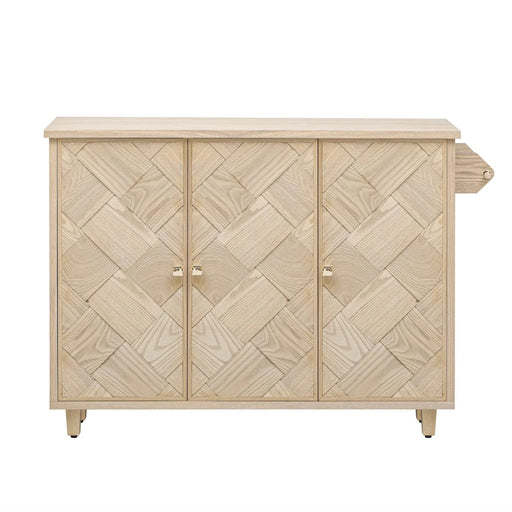 K&K 51.2'W Ash Veneer (Not Cheap Paper) Solid Wood Handwoven Kitchen Island with Drop Leaf, Coastal Kitchen Island on Wheels with Internal Storage Rack, Rolling Kitchen Cart, Nature Wood Default -DTYStore