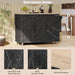 K&K 51.2'W Geometric Twill Stripe Textured Design Kitchen Island with Drop Leaf, Farmhouse Kitchen Island on Wheels with Internal Storage Rack, Rolling Kitchen Cart with Towel Rack for Kitchen, Black Default -DTYStore