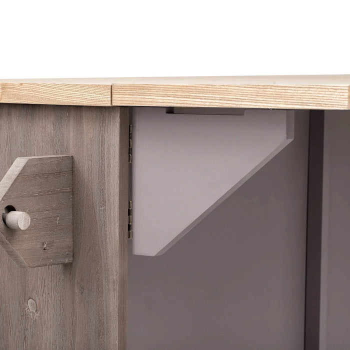 K&K 51.2'W Geometric Twill Stripe Textured Design Kitchen Island with Drop Leaf, Farmhouse Kitchen Island on Wheels with Internal Storage Rack, Rolling Kitchen Cart with Towel Rack for Kitchen, Brown Default -DTYStore