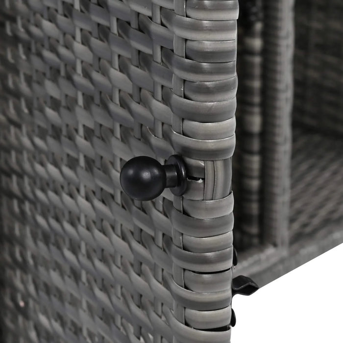 K&K 52.8'W Wicker Outdoor Grill Cart with Extended Plastic Wood Table Top, Rolling Kitchen Island on Wheels with Storage Cabinet, for Patio Backyard Garden Poolside, Double Handle Design, Grey Default -DTYStore