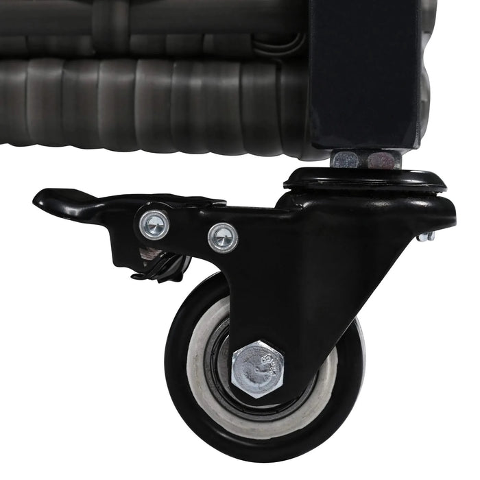 K&K 52.8'W Wicker Outdoor Grill Cart with Extended Plastic Wood Table Top, Rolling Kitchen Island on Wheels with Storage Cabinet, for Patio Backyard Garden Poolside, Double Handle Design, Grey Default -DTYStore