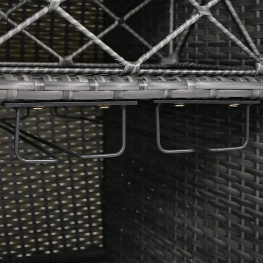 K&K 52.8'W Wicker Outdoor Grill Cart with Extended Plastic Wood Table Top, Rolling Kitchen Island on Wheels with Storage Cabinet, for Patio Backyard Garden Poolside, Double Handle Design, Grey Default -DTYStore