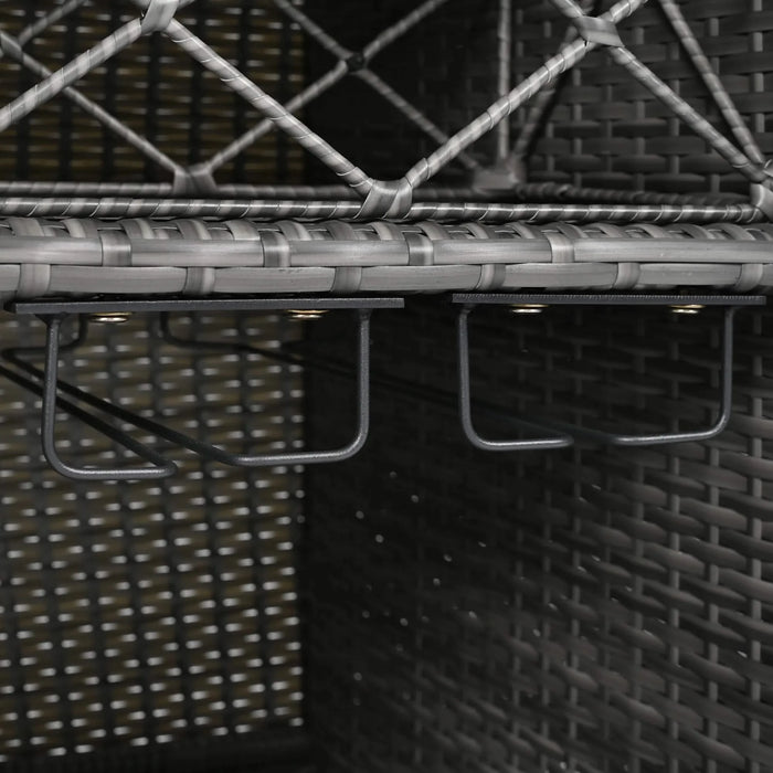 K&K 52.8'W Wicker Outdoor Grill Cart with Extended Plastic Wood Table Top, Rolling Kitchen Island on Wheels with Storage Cabinet, for Patio Backyard Garden Poolside, Double Handle Design, Grey Default -DTYStore