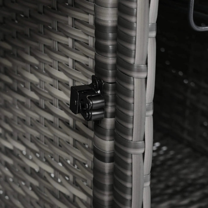 K&K 52.8'W Wicker Outdoor Grill Cart with Extended Plastic Wood Table Top, Rolling Kitchen Island on Wheels with Storage Cabinet, for Patio Backyard Garden Poolside, Double Handle Design, Grey Default -DTYStore