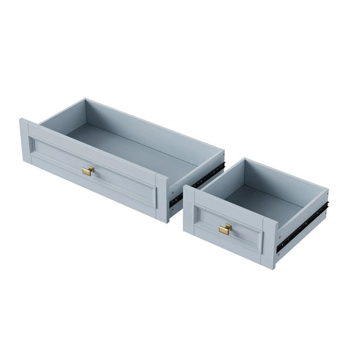 K&K 52'' Kitchen Island with Drop Leaf, Embossed Texture Kitchen Island on Wheels with Spice Rack, Towel Rack, 2 Doors and 5 Drawers, Kitchen Storage Cart with Adjustable Shelf for Kitchen, Blue Grey Default -DTYStore