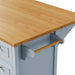 K&K 52'' Kitchen Island with Drop Leaf, Embossed Texture Kitchen Island on Wheels with Spice Rack, Towel Rack, 2 Doors and 5 Drawers, Kitchen Storage Cart with Adjustable Shelf for Kitchen, Blue Grey Default -DTYStore
