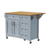K&K 52'' Kitchen Island with Drop Leaf, Embossed Texture Kitchen Island on Wheels with Spice Rack, Towel Rack, 2 Doors and 5 Drawers, Kitchen Storage Cart with Adjustable Shelf for Kitchen, Blue Grey Default -DTYStore