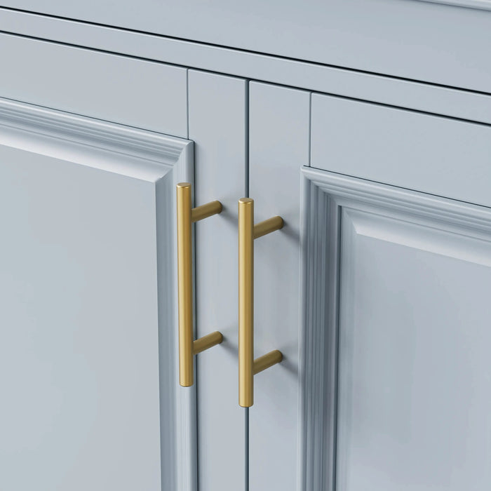 K&K 52'' Kitchen Island with Drop Leaf, Embossed Texture Kitchen Island on Wheels with Spice Rack, Towel Rack, 2 Doors and 5 Drawers, Kitchen Storage Cart with Adjustable Shelf for Kitchen, Blue Grey Default -DTYStore