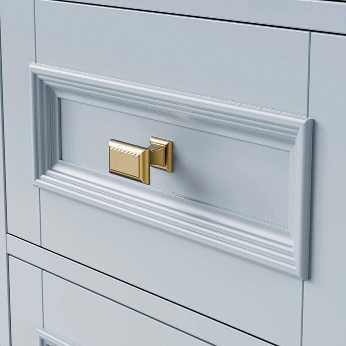 K&K 52'' Kitchen Island with Drop Leaf, Embossed Texture Kitchen Island on Wheels with Spice Rack, Towel Rack, 2 Doors and 5 Drawers, Kitchen Storage Cart with Adjustable Shelf for Kitchen, Blue Grey Default -DTYStore