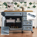 K&K 52'' Kitchen Island with Drop Leaf, Embossed Texture Kitchen Island on Wheels with Spice Rack, Towel Rack, 2 Doors and 5 Drawers, Kitchen Storage Cart with Adjustable Shelf for Kitchen, Blue Grey Default -DTYStore