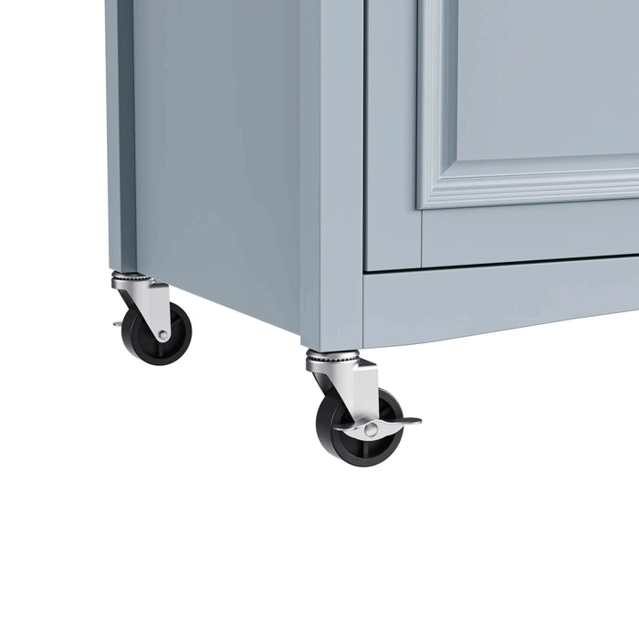 K&K 52'' Kitchen Island with Drop Leaf, Embossed Texture Kitchen Island on Wheels with Spice Rack, Towel Rack, 2 Doors and 5 Drawers, Kitchen Storage Cart with Adjustable Shelf for Kitchen, Blue Grey Default -DTYStore