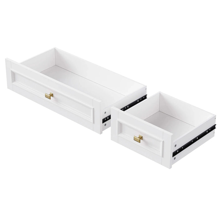 K&K 52'' Kitchen Island with Drop Leaf, Embossed Texture Kitchen Island on Wheels with Spice Rack, Towel Rack, 2 Doors and 5 Drawers, Kitchen Storage Cart with Adjustable Shelf for Kitchen, White Default -DTYStore