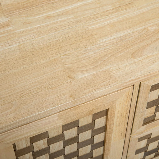 K&K 53.2'W 3D Woven Checkerboard Pattern Design Kitchen Island with Drop Leaf, Rolling Kitchen Island on Wheels with Internal Storage Rack, Power Outlet, Kitchen Cart with 3 Drawers 2 Cabinets, Nature Default -DTYStore