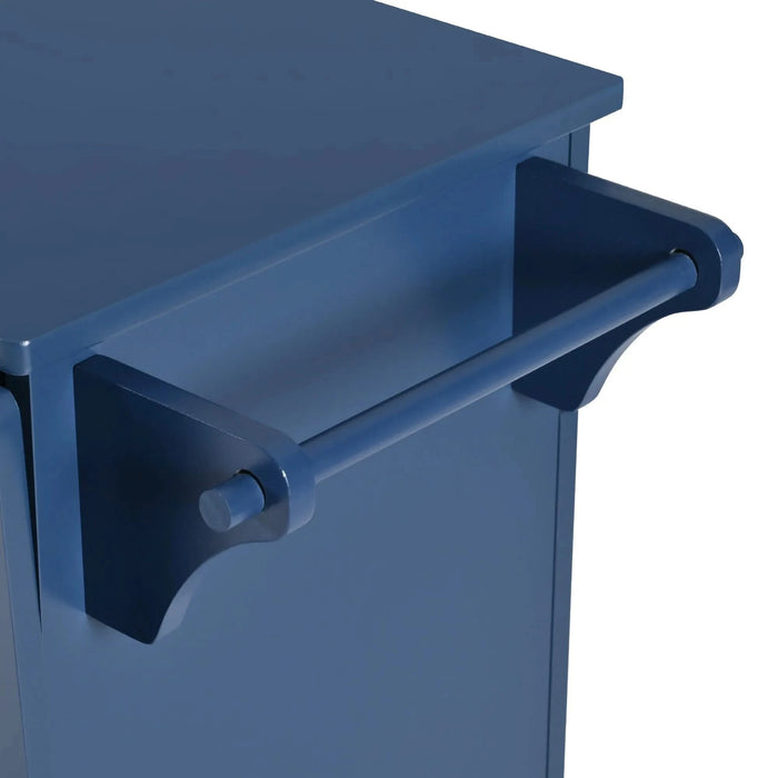 K&K 53.2'' Kitchen Island with Drop Leaf, Kitchen Storage Cart with Spice Rack, Towel Rack and 2 Drawers, Rolling Kitchen Island on Wheels with Adjustable Shelves for Kitchen, Dining Room, Navy Blue Default -DTYStore