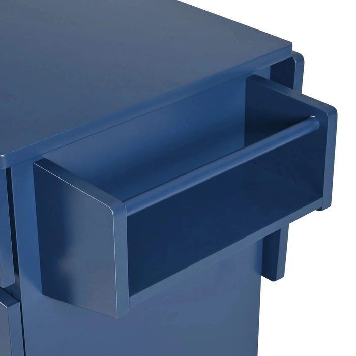 K&K 53.2'' Kitchen Island with Drop Leaf, Kitchen Storage Cart with Spice Rack, Towel Rack and 2 Drawers, Rolling Kitchen Island on Wheels with Adjustable Shelves for Kitchen, Dining Room, Navy Blue Default -DTYStore