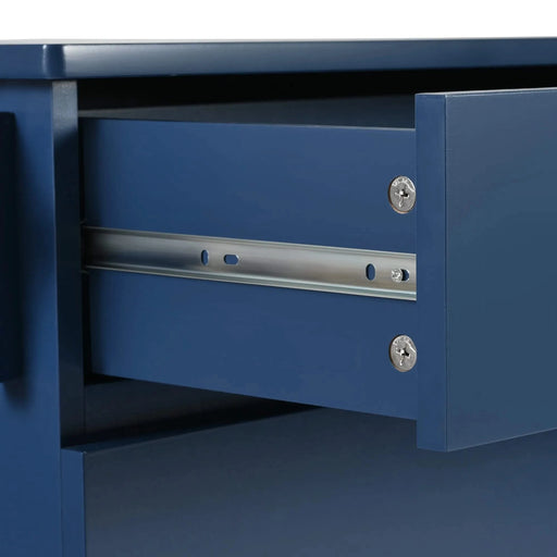 K&K 53.2'' Kitchen Island with Drop Leaf, Kitchen Storage Cart with Spice Rack, Towel Rack and 2 Drawers, Rolling Kitchen Island on Wheels with Adjustable Shelves for Kitchen, Dining Room, Navy Blue Default -DTYStore