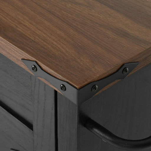 K&K 53.5''Farmhouse Kitchen Island with Power Outlet, Kitchen Storage Island with Drop Leaf, Spice Rack and Drawer, Rolling Kitchen Cart on Wheels, for Home, Kitchen and Dining Room, Black Default -DTYStore