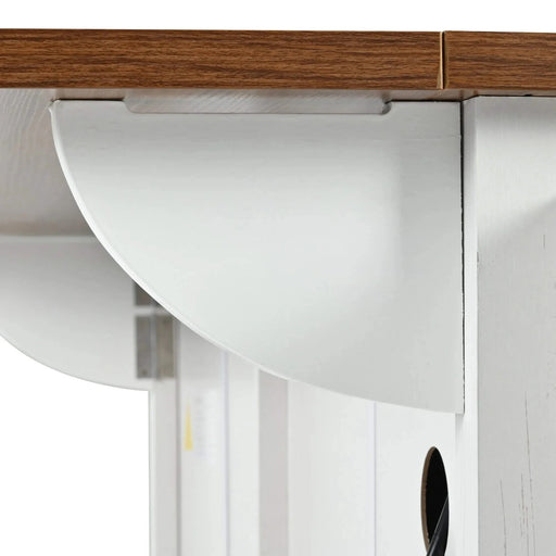 K&K 53.5''Farmhouse Kitchen Island with Power Outlet, Kitchen Storage Island with Drop Leaf, Spice Rack and Drawer, Rolling Kitchen Cart on Wheels, for Home, Kitchen and Dining Room, White Default -DTYStore