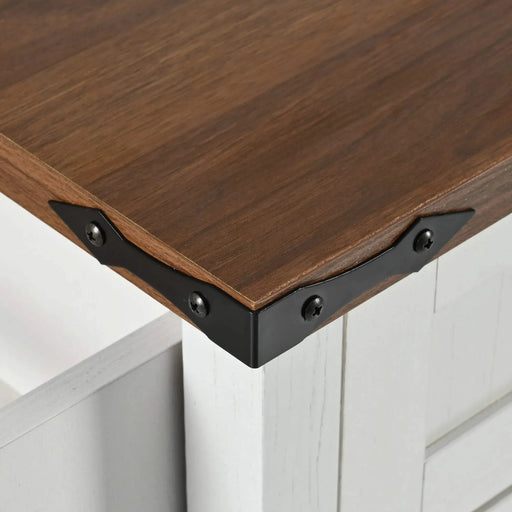 K&K 53.5''Farmhouse Kitchen Island with Power Outlet, Kitchen Storage Island with Drop Leaf, Spice Rack and Drawer, Rolling Kitchen Cart on Wheels, for Home, Kitchen and Dining Room, White Default -DTYStore