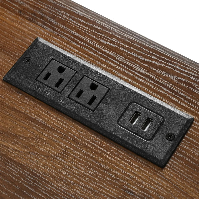 K&K 53.7' Farmhouse Kitchen Island with Power Outlet, 2 Sliding Barn Door Kitchen Storage Island with Drop Leaf, Spice Rack Rolling Kitchen Cart on Wheels, for Home, Kitchen and Dining Room, White Default -DTYStore