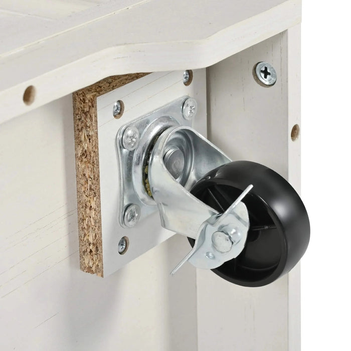 K&K 53.7' Farmhouse Kitchen Island with Power Outlet, 2 Sliding Barn Door Kitchen Storage Island with Drop Leaf, Spice Rack Rolling Kitchen Cart on Wheels, for Home, Kitchen and Dining Room, White Default -DTYStore